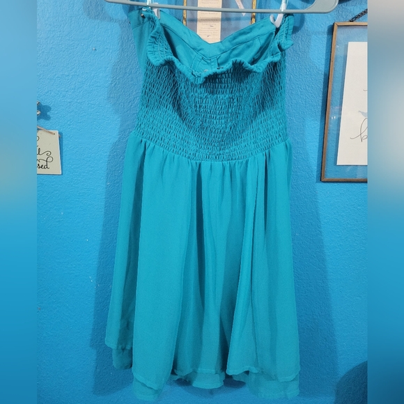 Charlotte Russe Strapless Teal Dress with Studs - Picture 5 of 6